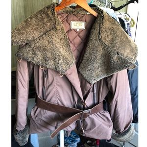 UGG Winter Coat with Shearling + Leather Details